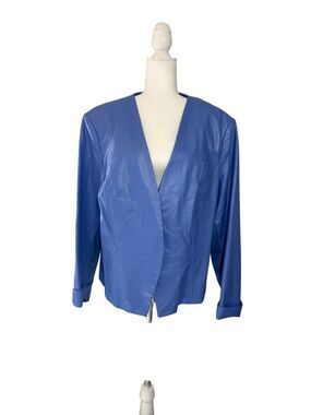 Hal Rubenstein 100% leather collarless fitted purple blazer - 2X
